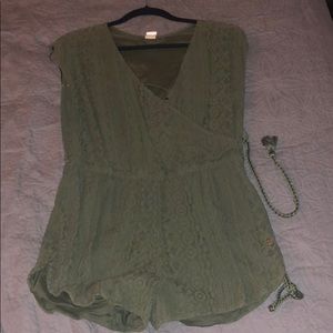 Forest Green Lace Roxy Romper (M)